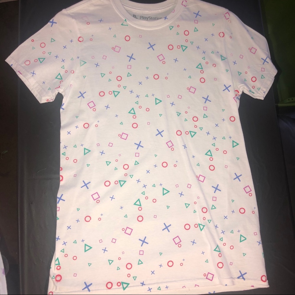 Playstation button logo allover print tee